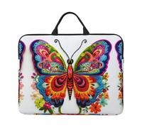 14in Laptop Case Sleeve Bag - Embroidery Colorful Butterfly Full Print Design For Business Trips, Commuting With Accessory Pocket