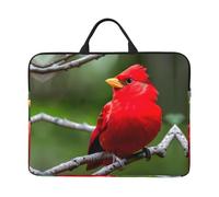 14in Laptop Case Sleeve Bag - Japanese Pretty Koi Fish Print Portable Handle, Business Travel, Commuting, Accessory Pocket, Beautiful Red Birds, One Size