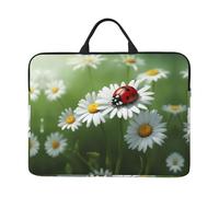 14in Laptop Case Sleeve Bag - Ladybug On Daisy Flower Full Print Design For Business Trips, Commuting With Accessory Pocket