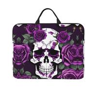 14in Laptop Case Sleeve Bag - Salmon pattern Print Portable Handle, Business Travel, Commuting, Accessory Pocket, Purple Rose Skeleton, One Size