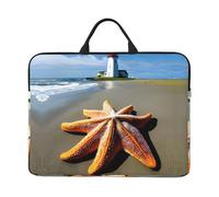 14in Laptop Case Sleeve Bag - Starfish Lighthouse Beach Full Print Design For Business Trips, Commuting With Accessory Pocket