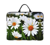 14in Laptop Case Sleeve Bag - White Daisy Flowers Full Print Design For Business Trips, Commuting With Accessory Pocket