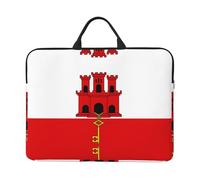 14in Laptop Sleeve Bag, Flag of Gibraltar Print Shockproof Notebook Case, Briefcase Carrying Tablet Cover Accessory