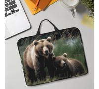 14in Laptop Sleeve Bag, Lightweight Waterproof Laptop Bag Shockproof Soft Carrying Case A Mother and A Cub Bears Tablet Travel Cover with Handle for 13-14 Inch Notebook