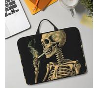 14in Laptop Sleeve Bag, Lightweight Waterproof Laptop Bag Shockproof Soft Carrying Case A Skeleton with Burning Cigarette Tablet Travel Cover with Handle for 13-14 Inch Notebook