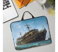 14in Laptop Sleeve Bag, Lightweight Waterproof Laptop Bag Shockproof Soft Carrying Case Abandoned Cruise Ship at Sea Tablet Travel Cover with Handle for 13-14 Inch Notebook