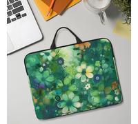 14in Laptop Sleeve Bag, Lightweight Waterproof Laptop Bag Shockproof Soft Carrying Case Abstract Seasonal Green Floral Tablet Travel Cover with Handle for 13-14 Inch Notebook
