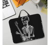 14in Laptop Sleeve Bag, Lightweight Waterproof Laptop Bag Shockproof Soft Carrying Case Abstract X-Ray Skull Skeleton Playing Guitar Tablet Travel Cover with Handle for 13-14 Inch Notebook