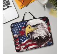 14in Laptop Sleeve Bag, Lightweight Waterproof Laptop Bag Shockproof Soft Carrying Case America Us Flag Bald Eagle Tablet Travel Cover with Handle for 13-14 Inch Notebook