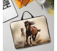 14in Laptop Sleeve Bag, Lightweight Waterproof Laptop Bag Shockproof Soft Carrying Case Animals Horse Running Tablet Travel Cover with Handle for 13-14 Inch Notebook
