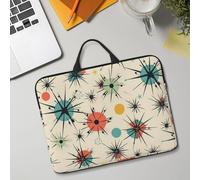 14in Laptop Sleeve Bag, Lightweight Waterproof Laptop Bag Shockproof Soft Carrying Case Atomic Stars Retro Pattern Tablet Travel Cover with Handle for 13-14 Inch Notebook