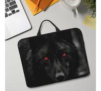 14in Laptop Sleeve Bag, Lightweight Waterproof Laptop Bag Shockproof Soft Carrying Case Black Red Eyed Wolf Tablet Travel Cover with Handle for 13-14 Inch Notebook