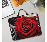 14in Laptop Sleeve Bag, Lightweight Waterproof Laptop Bag Shockproof Soft Carrying Case Black White and Red Roses Tablet Travel Cover with Handle for 13-14 Inch Notebook