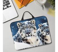 14in Laptop Sleeve Bag, Lightweight Waterproof Laptop Bag Shockproof Soft Carrying Case Blue Eyed Snow Leopard Tablet Travel Cover with Handle for 13-14 Inch Notebook