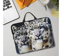 14in Laptop Sleeve Bag, Lightweight Waterproof Laptop Bag Shockproof Soft Carrying Case Blue Eyed Snow Leopard Tablet Travel Cover with Handle for 13-14 Inch Notebook