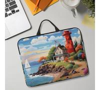 14in Laptop Sleeve Bag, Lightweight Waterproof Laptop Bag Shockproof Soft Carrying Case Coastal Lighthouse Tablet Travel Cover with Handle for 13-14 Inch Notebook