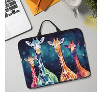 14in Laptop Sleeve Bag, Lightweight Waterproof Laptop Bag Shockproof Soft Carrying Case Colorful Giraffe Fans Lovers Tablet Travel Cover with Handle for 13-14 Inch Notebook
