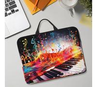14in Laptop Sleeve Bag, Lightweight Waterproof Laptop Bag Shockproof Soft Carrying Case Colorful Piano Keyboard Music Note Tablet Travel Cover with Handle for 13-14 Inch Notebook