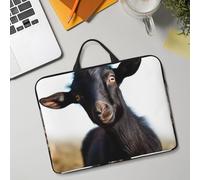 14in Laptop Sleeve Bag, Lightweight Waterproof Laptop Bag Shockproof Soft Carrying Case Cute Black Goat Animal Tablet Travel Cover with Handle for 13-14 Inch Notebook