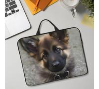 14in Laptop Sleeve Bag, Lightweight Waterproof Laptop Bag Shockproof Soft Carrying Case Cute German Shepherd Puppy Tablet Travel Cover with Handle for 13-14 Inch Notebook