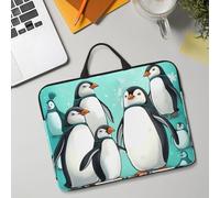 14in Laptop Sleeve Bag, Lightweight Waterproof Laptop Bag Shockproof Soft Carrying Case Cute Penguins Tablet Travel Cover with Handle for 13-14 Inch Notebook