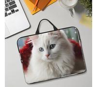 14in Laptop Sleeve Bag, Lightweight Waterproof Laptop Bag Shockproof Soft Carrying Case Cute White Cat Tablet Travel Cover with Handle for 13-14 Inch Notebook