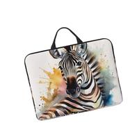 14in Laptop Sleeve Bag, Lightweight Waterproof Laptop Bag Shockproof Soft Carrying Case Cute Zebra Watercolor Tablet Travel Cover with Handle for 13-14 Inch Notebook