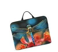 14in Laptop Sleeve Bag, Lightweight Waterproof Laptop Bag Shockproof Soft Carrying Case Dragonfly On The Flower Tablet Travel Cover with Handle for 13-14 Inch Notebook