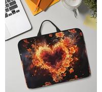 14in Laptop Sleeve Bag, Lightweight Waterproof Laptop Bag Shockproof Soft Carrying Case Fire Flowers and Heart Tablet Travel Cover with Handle for 13-14 Inch Notebook