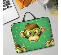 14in Laptop Sleeve Bag, Lightweight Waterproof Laptop Bag Shockproof Soft Carrying Case Green Clever Monkey Tablet Travel Cover with Handle for 13-14 Inch Notebook