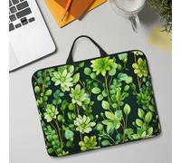 14in Laptop Sleeve Bag, Lightweight Waterproof Laptop Bag Shockproof Soft Carrying Case Green Floral Tablet Travel Cover with Handle for 13-14 Inch Notebook