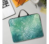 14in Laptop Sleeve Bag, Lightweight Waterproof Laptop Bag Shockproof Soft Carrying Case Green Sea Blue Seaweed Tablet Travel Cover with Handle for 13-14 Inch Notebook