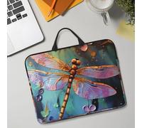 14in Laptop Sleeve Bag, Lightweight Waterproof Laptop Bag Shockproof Soft Carrying Case Hand Painted Dragonfly Tablet Travel Cover with Handle for 13-14 Inch Notebook