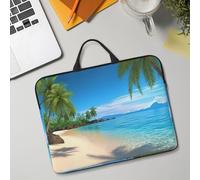 14in Laptop Sleeve Bag, Lightweight Waterproof Laptop Bag Shockproof Soft Carrying Case Hawaiian Beach with Palm Trees Tablet Travel Cover with Handle for 13-14 Inch Notebook