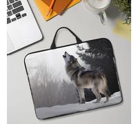 14in Laptop Sleeve Bag, Lightweight Waterproof Laptop Bag Shockproof Soft Carrying Case Howling Wolf Tablet Travel Cover with Handle for 13-14 Inch Notebook