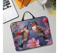 14in Laptop Sleeve Bag, Lightweight Waterproof Laptop Bag Shockproof Soft Carrying Case Humming Birds with Pink Tablet Travel Cover with Handle for 13-14 Inch Notebook