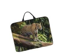 14in Laptop Sleeve Bag, Lightweight Waterproof Laptop Bag Shockproof Soft Carrying Case Jaguar Cat On Tree Trunk Waterfall Tablet Travel Cover with Handle for 13-14 Inch Notebook