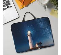 14in Laptop Sleeve Bag, Lightweight Waterproof Laptop Bag Shockproof Soft Carrying Case Lighthouse Under Starry Night Sky Tablet Travel Cover with Handle for 13-14 Inch Notebook