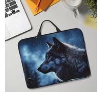 14in Laptop Sleeve Bag, Lightweight Waterproof Laptop Bag Shockproof Soft Carrying Case Lonely Wolf Tablet Travel Cover with Handle for 13-14 Inch Notebook