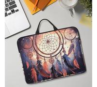 14in Laptop Sleeve Bag, Lightweight Waterproof Laptop Bag Shockproof Soft Carrying Case Native American Dream Catcher Tablet Travel Cover with Handle for 13-14 Inch Notebook