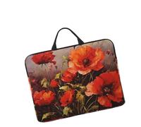 14in Laptop Sleeve Bag, Lightweight Waterproof Laptop Bag Shockproof Soft Carrying Case Oil Painting Red Flower Tablet Travel Cover with Handle for 13-14 Inch Notebook