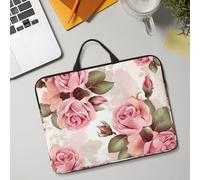 14in Laptop Sleeve Bag, Lightweight Waterproof Laptop Bag Shockproof Soft Carrying Case Pink Rose Floral Tablet Travel Cover with Handle for 13-14 Inch Notebook