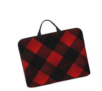 14in Laptop Sleeve Bag, Lightweight Waterproof Laptop Bag Shockproof Soft Carrying Case Plaid Red and Black Tablet Travel Cover with Handle for 13-14 Inch Notebook