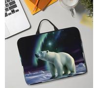14in Laptop Sleeve Bag, Lightweight Waterproof Laptop Bag Shockproof Soft Carrying Case Polar Bears Northern Lights Tablet Travel Cover with Handle for 13-14 Inch Notebook