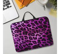 14in Laptop Sleeve Bag, Lightweight Waterproof Laptop Bag Shockproof Soft Carrying Case Purple Leopard Tablet Travel Cover with Handle for 13-14 Inch Notebook