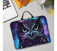 14in Laptop Sleeve Bag, Lightweight Waterproof Laptop Bag Shockproof Soft Carrying Case Purple Owl Tablet Travel Cover with Handle for 13-14 Inch Notebook