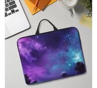 14in Laptop Sleeve Bag, Lightweight Waterproof Laptop Bag Shockproof Soft Carrying Case Purple Starry Sky Tablet Travel Cover with Handle for 13-14 Inch Notebook