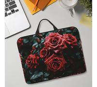 14in Laptop Sleeve Bag, Lightweight Waterproof Laptop Bag Shockproof Soft Carrying Case Red and Black Rose Tablet Travel Cover with Handle for 13-14 Inch Notebook