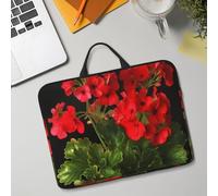 14in Laptop Sleeve Bag, Lightweight Waterproof Laptop Bag Shockproof Soft Carrying Case Red Geraniums1 Tablet Travel Cover with Handle for 13-14 Inch Notebook