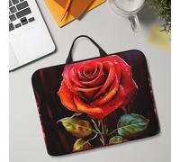 14in Laptop Sleeve Bag, Lightweight Waterproof Laptop Bag Shockproof Soft Carrying Case Red Rose Art Tablet Travel Cover with Handle for 13-14 Inch Notebook